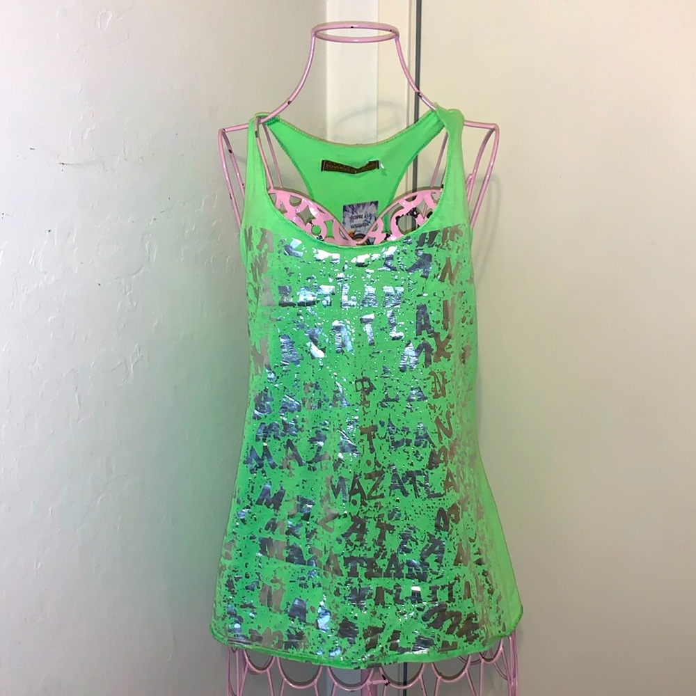 🎁GIFT NWT Two Neon Yellow/Green Matzalan Tank Tops-Medium/Large